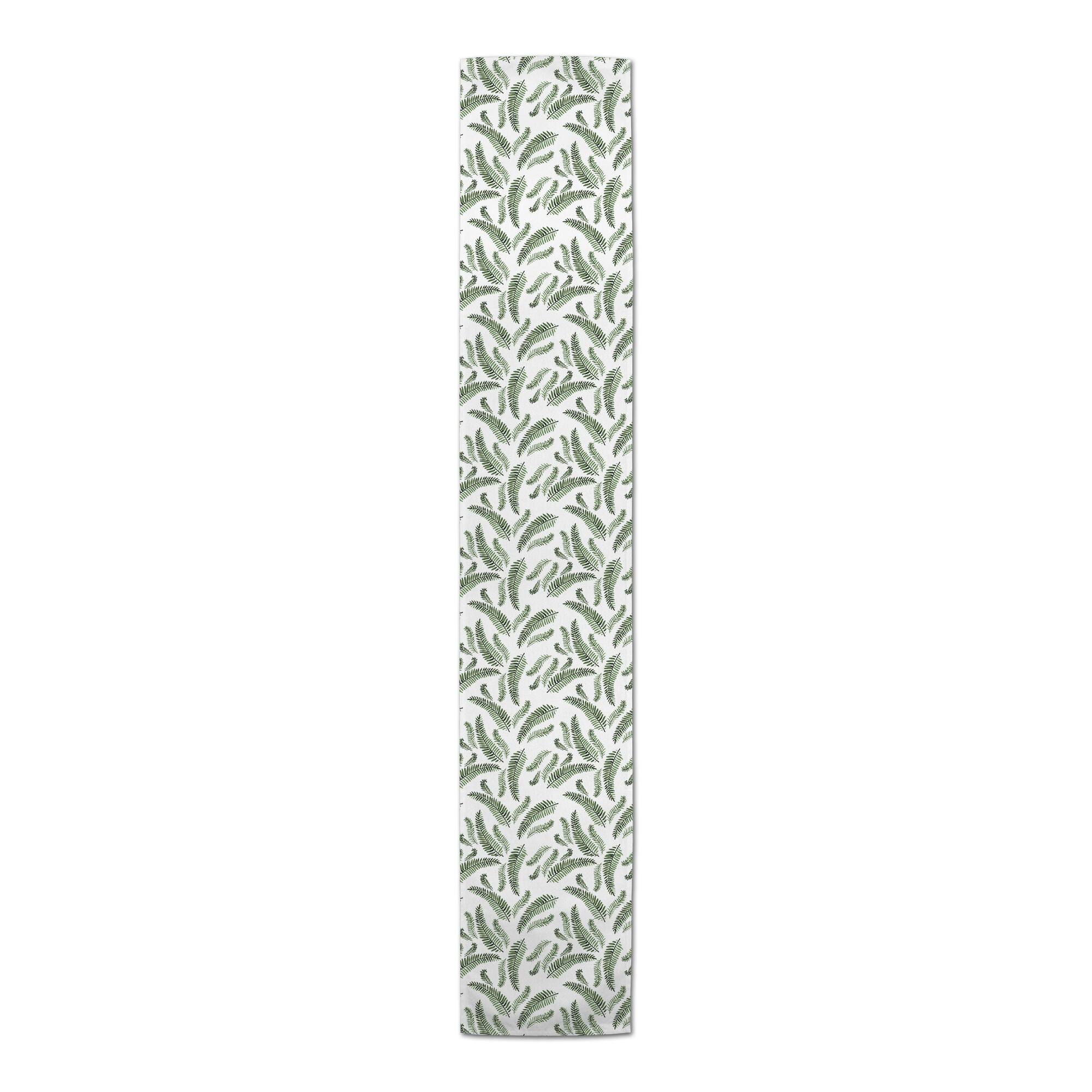 Green Fern Pattern 16" x 90" Cotton Twill Runner